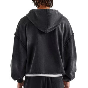Sudaderas con Capucha Personalizadas, Estilo Holgado, Lavado Ácido, Hombros Caídos, Cierre de Cremallera, 100% Algodón, Felpa Francesa, Ropa Urbana Masculina, Color Sólido - Product Image 2