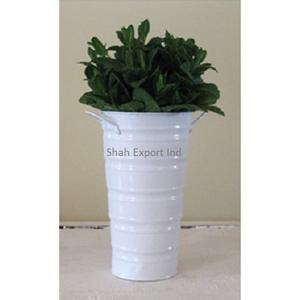 Macetas de flores de hierro con acabado naranja de moda con mango para el hogar, jardín al aire libre, macetas decorativas de flores altas - Product Image 2