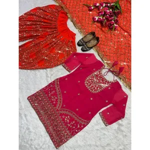 Ensemble haut et dupatta pour femmes, vêtements de fête, dhoti salwar - Product Image 4