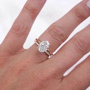 แหวนแต่งงานเพชรทรงกลม 0.45 กะรัต รับรองโดย GRA แบบครึ่งวง ฝังเพชรแบบไมโครเฟรนช์เพฟ ดีไซน์หรูหรา เหมาะสำหรับสวมซ้อนกับแหวนอื่นๆ - Product Image 3