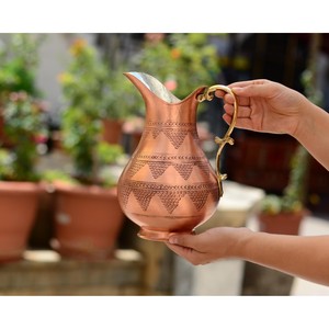 Jarra hecha a mano Nuevo diseño de mesa Superventas Almacenamiento de agua Cobre Metal Mango Jarra de alta calidad - Product Image 5