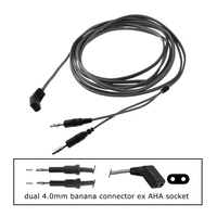 Câble réutilisable pour forceps électriques bipolaires, 3 mètres, silicone et métal, double connecteur banane 4,0 mm, prise 3 broches Ex IEC AHA Tab