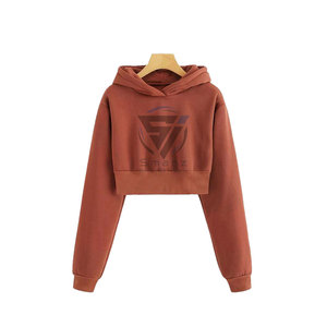 Sweat à capuche court personnalisé pour femme, 100 % coton, respirant, style streetwear, tendance et abordable - Product Image 5