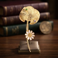 Bros Pin Desain Daun Mewah Emas Perak 925 Buatan Tangan dengan Batu Amethyst Daur Ulang, Hadiah untuk Wanita