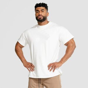 100% algodón, camiseta para hombre, ajuste holgado, impreso Precio de fábrica Camisetas personalizadas 100% algodón Logotipo personalizado Impresión Hombres de gran tamaño - Product Image 1