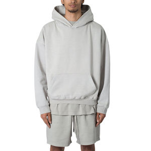 Pull à capuche surdimensionné teint uni brodé avec impression personnalisée pour hommes, polaire douce et chaude, design streetwear décontracté - Product Image 2