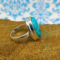 Turquoise 925 Sterling Silver Bijoux Faits À La Main Bagues Fines Turquoise Gemme Forme Ovale Cabochon Pierre Anneau