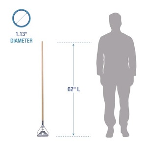 Boardwalk 62 Pulgadas Mango de madera con cabezal metálico de cambio rápido, mango de fregona de grado comercial para No. 20 o más cepillos de limpieza - Product Image 4