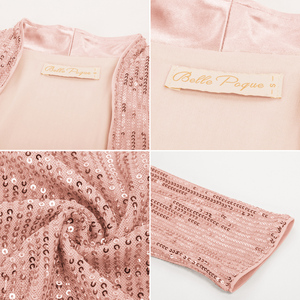 OEM mujeres Vintage manga larga frente abierto con volantes dobladillo fiesta lentejuelas Tops Bolero encogimiento <span class=keywords><strong>de</strong></span> hombros para las mujeres - Product Image 6