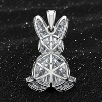 Pendentif Charme Lapin Mignon en Argent Sterling 925 Plaqué Rhodium Or Fin avec Diamant de Laboratoire Certifié GIA IGI 9 carats D/E/F VVS VS