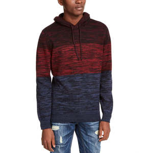 Felpa con Cappuccio Premium da Uomo American Rag, Design Bicolore Effetto Melange, Taglia XXS Rossa, Etichetta Personalizzata, Tessuto Lavorato a Maglia, Stile Invernale - Product Image 1