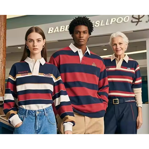 Maglioni Casual Personalizzati <span class=keywords><strong>con</strong></span> Colletto, Camicia <span class=keywords><strong>a</strong></span> Righe da Rugby per Uomo, <span class=keywords><strong>Polo</strong></span> Homme, <span class=keywords><strong>Felpa</strong></span> <span class=keywords><strong>a</strong></span> Maniche Lunghe Oversize per Rugby - Product Image 2