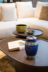 Handmade <b>Large</b> Adult Mosaic Aluminium Glass Cremation <b>Urn</b> Unique Funerals Supply With Individual Tiles Applied Burial - Product Image 2