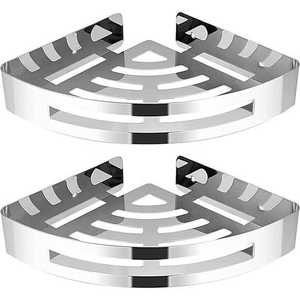 Modern metal wall mounted bathroom <b>shelf</b> with dual layers and open design for convenient access and storage - Product Image 4