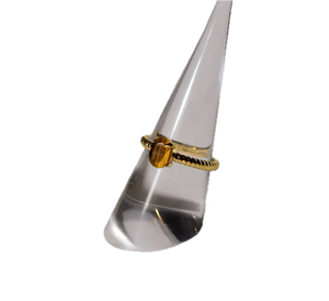 แหวนทองคำขาว S925 ชุบทอง 14K ดีไซน์คลาสสิก ประดับด้วยหินไทเกอร์อายธรรมชาติ สามารถปรับแต่งได้ สำหรับขายปลีก OEM ODM จากประเทศไทย - Product Image 1