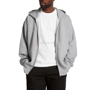Sudadera con capucha extragrande de algodón 100% para hombre, logotipo personalizado, peso pesado 450-600 Gsm, tela de rizo, hombro caído, cremallera, con capucha gruesa - Product Image 5