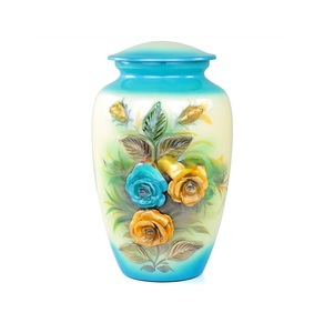 Urnes de crémation en métal en aluminium de fleurs décoratives sculptées en 3D de 11 "pour cendres humaines | Grande urne fabriquée à la main pour la crémation adulte - Product Image 3