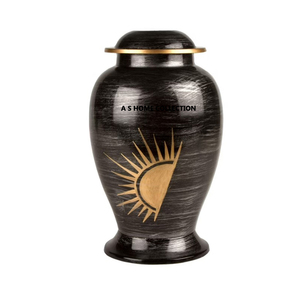Conception populaire Creative Sunrise Imprimé Fabriqué À La Main Noir Couleur Aluminium Métal Adulte Urnes De Crémation Pour Le Magasin De Cendres Humaines - Product Image 1