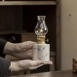 H.M.A Handicrafts Teal Rustic Finish <b>Hurricane</b> <b>Lantern</b> Oil Lamp for Nautical Theme Bedroom or Lounge Decor - Product Image 6