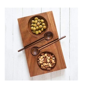 Cuenco de madera de mango decorativo hermoso pequeño con capacidad para poner comida y con cuencos para servir cuchara - Product Image 2