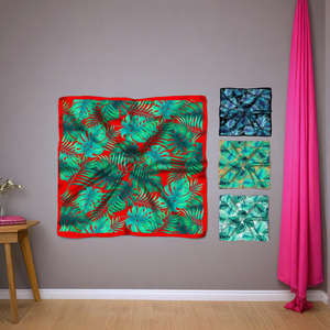 All Tropical Floral Dots Print Custom Summer <b>Square</b> Satin <b>Scarf</b> Wrap Women's Vintage Fashion Accessory Cartoon Pattern Wholesale - Product Image 5