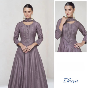 <b>Beautiful</b> Art Silk Embroidered Anarkali Suit for Women Long Flair Wedding Guest Traditional Wear Georgette Material for Parties - Product Image 1