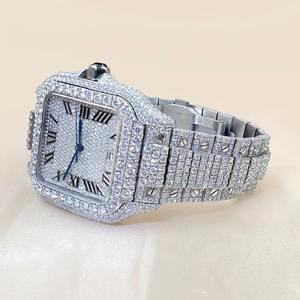 Reloj de Diamantes Moissanite Blanco con Incrustaciones de Alta Calidad para Hombre, Acero Inoxidable, Resistente al Agua, Estilo Hip Hop, Disponible al Mejor Precio - Product Image 2