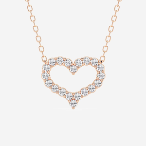 1/4 CTW Round Lab Grown Diamond <b>Open</b> <b>Heart</b> Fashion Pendant With Adjustable Chain 14K Gold Cute <b>Heart</b> Shape Diamond <b>Necklace</b> - Product Image 3