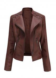 Veste en cuir unisexe avec fausse fourrure, coupe-vent d'hiver, respirante, à capuche, doublée de coton, décontractée - Product Image 4