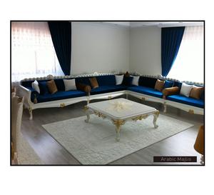 Diseño interior árabe Majlis, diseño clásico moderno, elegante conjunto de sala de estar, asientos de esquina de lujo, diseño que ahorra espacio - Product Image 1