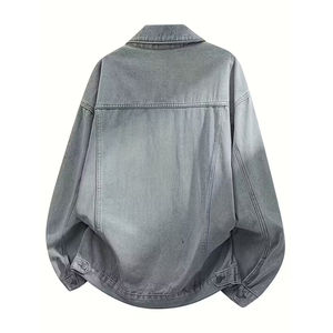 Nouvelle veste en jean gris vintage d'hiver 100% coton de haute qualité avec logo personnalisé pour hommes avec bouton - Product Image 2