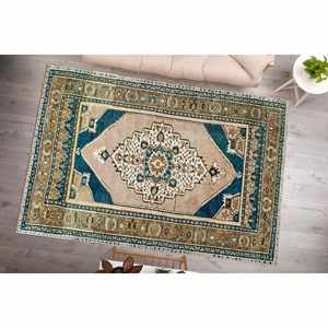 Tapis Médaillon Vert : Style Marocain Turc, Facile à Nettoyer, Tapis Imprimé, Tapis Fin Non Tissé - Product Image 2