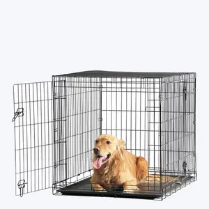 Top Selling High Quality Metal Iron Pet Dog Cage Toilet Tray Included Solid Metal Dog Cages Classic Design