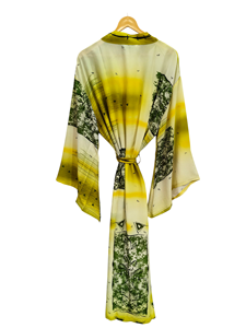 Full Length Summer Robe Bikini Cover Up Night Wear Long Robe, Handmade Indian Vintage Recycled Silk Sari <b>Kimono</b>, - Product Image 4