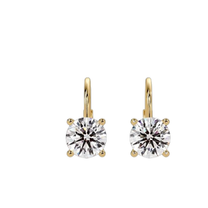 Minimalist 14K 18K Pure <b>Gold</b> Hoop charm IGI Certified Round Cut Lab Grown Diamond Solitaire Earrings Bridal Jewelry for Women's - Product Image 3