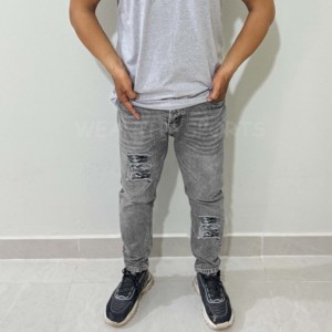 Jeans de rue haute pour hommes, nouvelle mode, pantalons droits et réguliers en denim de travail, grande taille, tricotés et brodés, vente en gros personnalisée - Product Image 1
