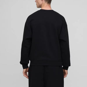 Vente en gros 100% coton hommes sweat lourd coton polaire 480GSM solide couleur noire streetwear confortable homme sweat - Product Image 2