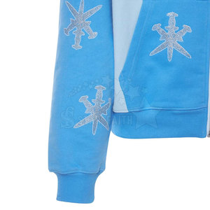 Sudadera con capucha de diamantes de imitación con lavado ácido básico de moda para hombre, jersey de tela mezclada de algodón, sudadera para ropa de estilo callejero diario - Product Image 6