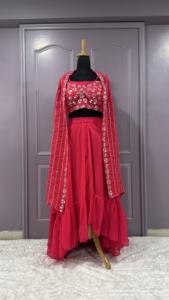 Henixa Creation's New Designer <b>Crop</b> <b>Top</b> <b>Lehenga</b> Collections Beautiful Sequence Cord Embroidery Work for Party Wear Indian - Product Image 5