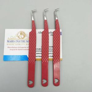 Pinzas de extensión de pestañas de acero inoxidable injertables de 90 grados, diseño de corte de corazón y Punta puntiaguda - Product Image 1