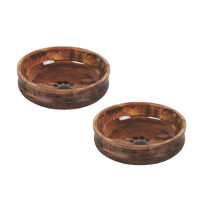 จานที่ชาร์จสำหรับอาหารค่ำทำจากไม้เนื้อแข็งธรรมชาติคุณภาพดีดีไซน์สไตล์คันทรีผู้ขายส่งอาหารสุนัขใช้งานกับน้ำได้ - Product Image 2