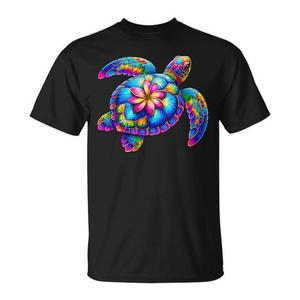 T-shirt d'été coloré tie-dye avec tortue de mer hawaïenne - Product Image 1