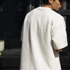 Camiseta de algodón para hombre, logotipo personalizado, bordado impreso, Boxy Fit, cuello redondo, hombros caídos, corte holgado, Jersey de tela de talla grande - Product Image 2