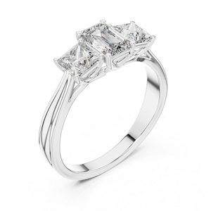 Or jaune 14 carats, princesse et émeraude, diamant de laboratoire |   Bague de fiançailles |   Nouveau diamant cultivé - Product Image 4