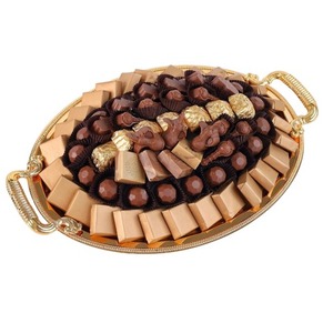 Plateau doré fait à la main de qualité supérieure avec poignées Porte-dessert au chocolat au design unique pour les fêtes d'occasions spéciales - Product Image 5