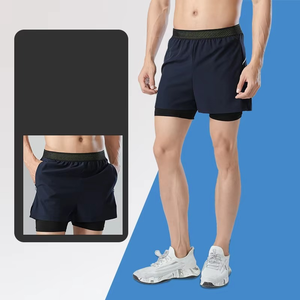 Short de sport pour homme à séchage rapide, respirant et doux, confortable, couleur unie, double couche, short de basket-ball - Product Image 2
