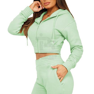 2025 New Style Custom Made Women Crop Top Track <b>Suit</b> Private Label Winter Wear Women Crop Top Track <b>Suits</b> Set - Product Image 4