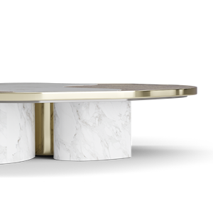 Ophelia Calacatta Marble and Gold Nesting Center <b>Table</b> Durable Contemporary Living Room Furniture <b>Square</b> <b>Side</b> <b>Table</b> - Product Image 2