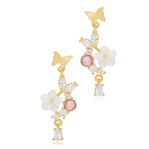 Collection d'été : Boucles d'oreilles longues à motif papillon, pierre marquise, fabrication artisanale turque, vente en gros, bijoux en argent sterling 925 - Product Image 4