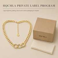 Collier ras du cou massif plaqué or avec maillons cubains incrustés pour femme - Vente en gros